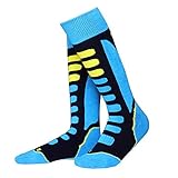 ANIMQUE Unisex Skisocken für Erwachsene und Kinder Verbessert Warm Hygroskopisch Sportsocken Knielang Winter Dicke Socken Skifahren Snowboarden Schneemobil Wandern Trekking Skistrümpfe, Blau 35/38