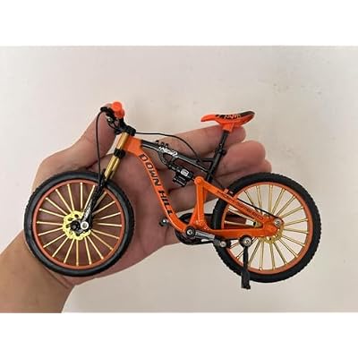 Generisch Mini Mountain Bike Model Decoration, Finger Bicycle Model, 1:10 Alloy Toy, Finger Mountain Bike Model Ornaments, Miniature Fingers Bike, Mini Bend Bicycle Model (Orange)
