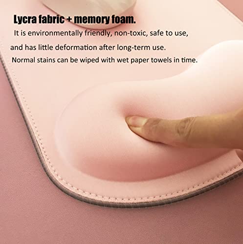 Rgb Mouse Pad With Wrist Support, Led Mouse Pad With 13 Lighting Modes, Anti-Slip Rubber Base, Pain Relief Computer Ergonomic Mouse Pad For Gaming, Office, Home, 11.8 X 8.5 In (Pink) #TOP4