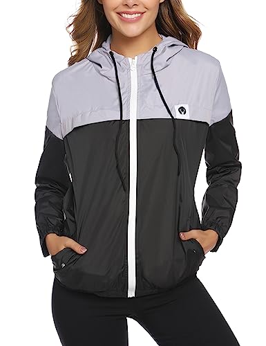 Regenjacke Damen Wasserdicht Windbreaker Leicht Zipper Atmungsaktiv...