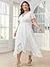SCOMCHIC Womens Plus Size Wedding Guest Dress Formal Lace Wrap V Neck High Low Short Sleeve Cocktail Maxi Dresses XL-4XL White