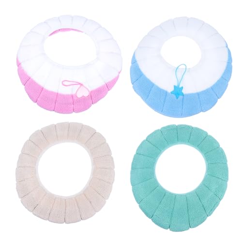 LABRIMP 4pcs Warm Plush Toilet Seat Cover Knitted Handle Pads Washable Comfortable Mats for Ladies Boys and Girls Elderly Random