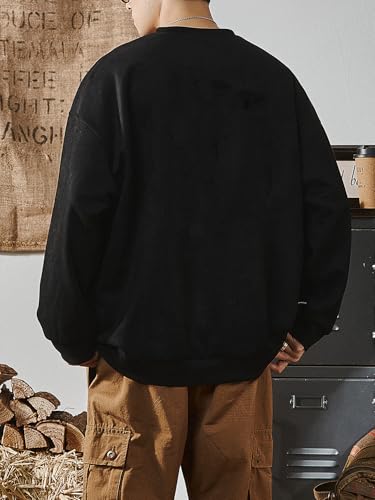 Verdusa Men's Drop Shoulder Crewneck Sweatshirt Casual Long Sleeve Pullovers2