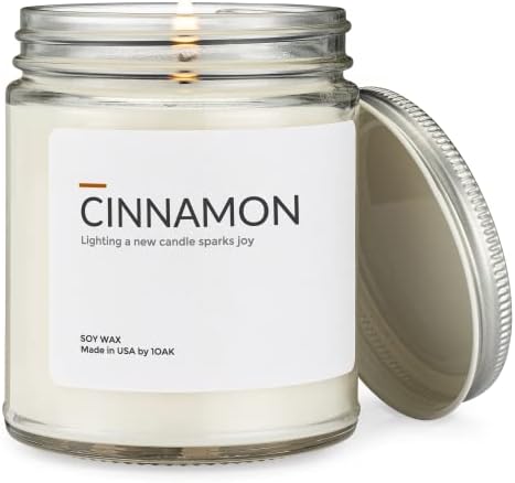 1OAK Soy Wax Scented Candles (Cinnamon) - Soy Candles for Home Scented - Long Burning Candles Premium - Hand-Poured (9oz.)