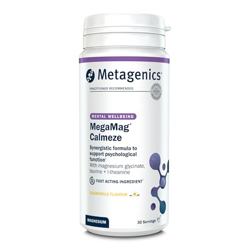 Metagenics MegaMag Calmeze Magnesium Powder - High Potency Magnesium Glycinate for The Reduction of Fatigue & Tiredness - Chamomile - 30 Servings