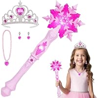 AUYAO Varita Princesa, 4PCS Luminosa Copo Nieve, Corona Collar