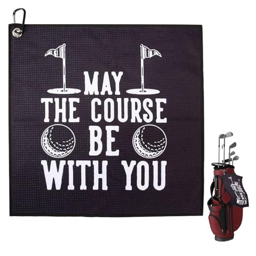 Watlikeup Golf Towels with Clip for Golf Bag,Personalised Golf Balls Towel,Sweat Absorbent Funny Golf Towel Gag Gift,Golf Accessories Cleaning Towel Gifts for Men Women（40 * 40cm）