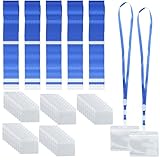 Ziyonix 100 Piezas Etiquetas de Nombres de Insignia de Tarjeta, Soportes para Tarjetas con Cordones Porta Tarjetas Colgante Lanyard con Porta Tarjetas Identificativas para Oficina Escuelas