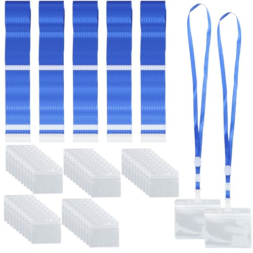 Ziyonix 100 Pezzi Porta Badge con Cordini, Portabadge in PVC