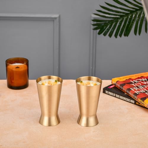 Image of THE HEALING STORE Bronze Kansa Glass, 200 ml Capacity, Gold, Medium Size (Glass 3)