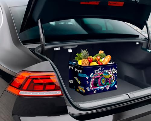 Image of CLOCOR Rectangular 14.9x10.2x9.8 inches Fabric Storage Bin, Waterproof(Car Racing)