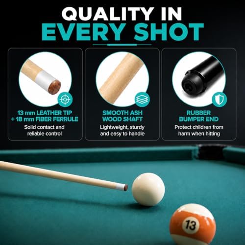 Genubi Industry 36" Wooden Pool Cue Stick Short Pool Stick Pool Cue for Kids Hardwood Billiard Cue Sticks, Set of 2 - 2