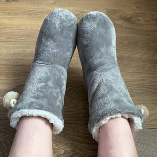 Calcetines para estar en casa y dormir suaves de felpa roja unisex 3