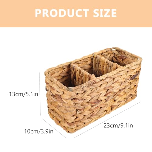 Panier de rangement tissé à main marron à compartiments pour petits objets - 3