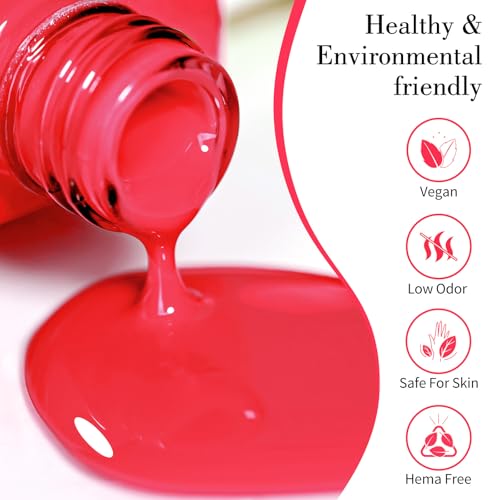 Image of CANNI 9ml Strawberry Pink Gel Nail Polish, High Gloss UV LED Soak Off Gel