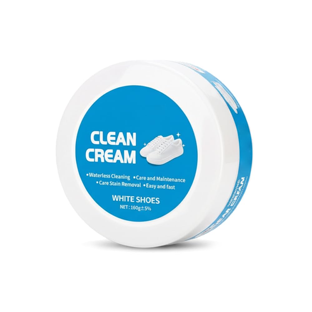 Multipurpose White Shoe Cleaner Cream - No Rinse Quick Brightening Easy Use for Leather Shoes Removes Dirt