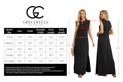 Grecerelle GC8312-BLACK-S-FBA Women'S Summer Crew Neck Loose Split Casual Long Maxi Beach Dress thumb #6