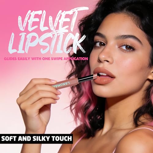 Image of BestLand 6PCS Pink & Rose Matte Lipstick Set - Soft Nude Pink, Dusty Rose & Berry Shades - Creamy Velvet Long Lasting Lip Color Collection - Lightweight Full Coverage Blur Effect Lip Makeup Kit