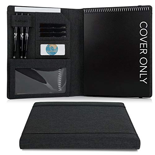 Kaitiaki Folio Cover Compatible with Rocketbook Flip, Organized Portfolio with Pen Loop, Business Card Holder, Zipper Pouch Support Mini Size Notebook, Waterproof, Letter Size, Black
