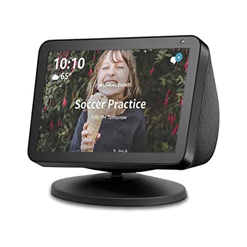 Adjustable Stand for Echo Show 8 and Echo Show 5 (1st and 2nd Gen), Base Accessory Compatible with Amazon Alexa, Built-in Magnet, Swivel and Tilt, Black Cover