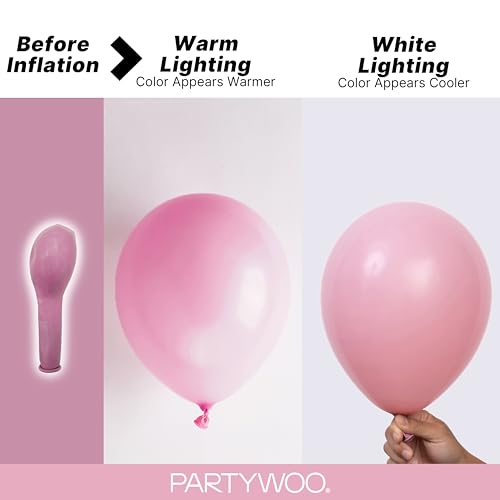 Image of PartyWoo Mauve Balloons 100pcs Different Sizes of 18 12 10 5 Inch Dusty Pink Rose Boho Netural Balloon Arch Kit Garland for Baby Shower Bridal Shower Wedding Girl Birthday Party Decorations Pink-F30