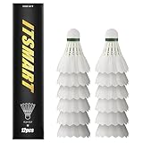 VEGOATY 12 Stück Badmintonbälle: Federball Bälle für Drinnen und Draußen, Naturfederbälle Badminton Federbälle mit Großer Stabilität und Haltbarkeit für Professionelle Spieler