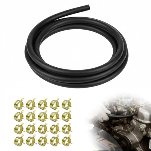 Wcawnlt Tuyau de Carburant Kit 5 mm 2,4 Mètres 3/16 Tuyau D'essence Kit avec 20 Colliers, Durite Essence Gasoil Carburant Tuyau Retour Injecteur Moto Débroussailleuse