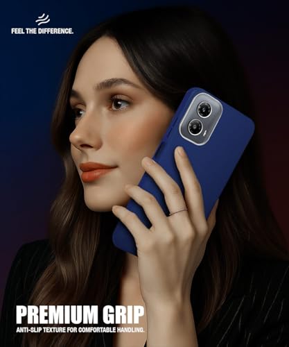 Image of WOW IMAGINE Back Cover for Motorola Moto G34 5G | Moto G45 5G | Ultra Slim Flexible Non-Slip Grip | Inner Fabric | Metal Camera Ring & Lightweight Soft Silicone Mobile Case - Blue