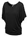 LL WT742 Womens Boat Neck Short Sleeve Dolman Drape Top XXL BLACK