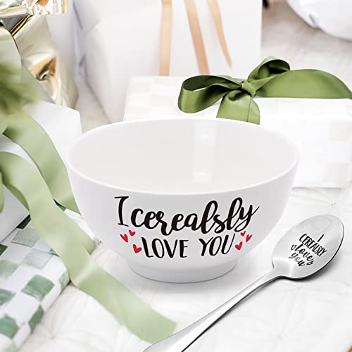 I Cerealsly Love You Bowl And Spoon Set Birthday Retirement Engraved Gift Idea Box Basket For Him Her For Women Man Mom Father Aunt Grandparents Set Of 2 Christmas Halloween Thanksgiving Housewarming #TOP4