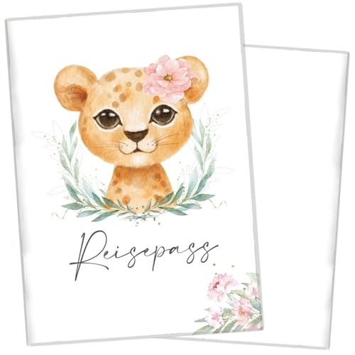 cozy racoon Étui pour passeport pour enfants | Étui de qualité supérieure pour le passeport de votre enfant | Design Lions Filles (sans personnalisation)