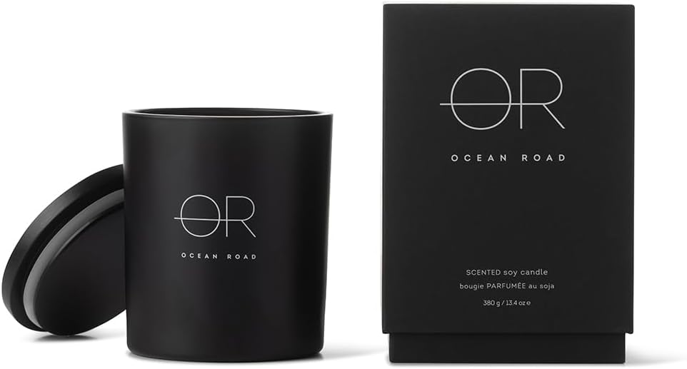 OCEAN ROAD Black Home Soy Candle 380gm - Bold Australian Rainforest Fruits & Captivating Spices Fragrance – Ethically Sourced, Sustainable Luxury Candle with 50 Hour Burn Time
