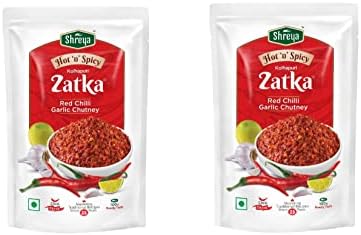 Shreya Textile Zatka Kolhapuri Red Chilli Garlic Chutney | Kolhapuri Lassan Ki Chutney Best With Chaat Dishes, Dosa, Sandwiches, Dips | No Artificial Color & Flavour | Pack Of 2 (100Gm Each)