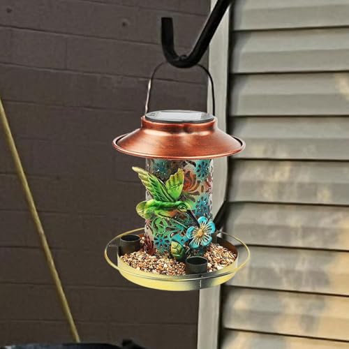 Mangeoire à oiseaux solaire suspendue lanterne LED décor éclairage extérieur - 4