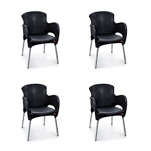 Image of Cello Xylo Chair (Black, Set of 4) | Strong and Durable | Easy to Clean | Chair for Living Room, Bed Room, Kitchen, Office Room, Outdoor | 3 Years Warranty