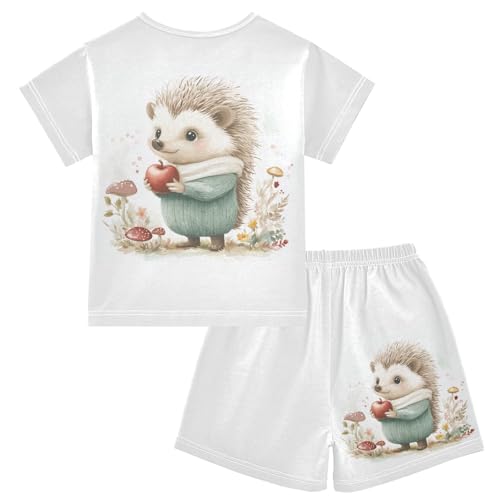 Mushroom Floral White Pajama Set Short Sleeve PJS 2 Piece Summer Pajamas Shorts Sets Cotton 5Y2