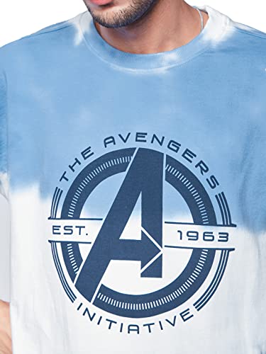 Image of The Souled Store| Official Marvel: Avengers Initiative (Tie Dye) Mens and Boys T-Shirts |Half Sleeve| Oversized fit Graphic Printed| 100% Cotton Multicolored Oversized T-Shirts