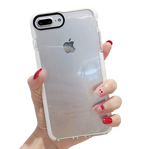 KERZZIL Compatible with iPhone 8 Plus/7 Plus Case, Clear Anti-Scratch Shock Absorption Full Protective Cover Case - White