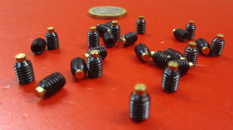 Black Oxide Steel Brass Tip Set Screw 10-32 x .250 (1/4
