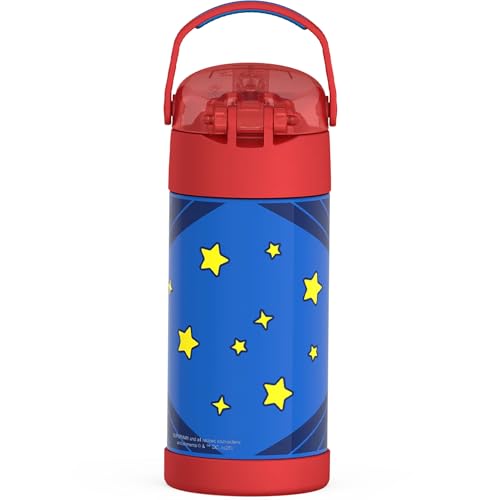 Image of THERMOS FUNTAINER Water Bottle with Straw - 12 Ounce - Kids Stainless Steel Vacuum Insulated Water Bottle with Lid, Superman