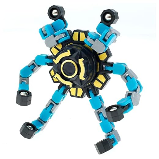 Fingertip Spinner för Barn Vuxna Transformerbar Fingertip Gyro DIY Deformabel Gyro Robot Fidget Toy Kreativ Fingertip Spinner Top Spinner Stress Relief Toy för ADD ADHD OCD([engelsk färgruta] blå)