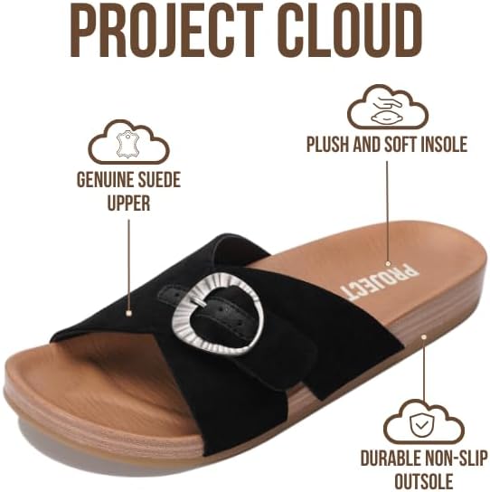 Project Cloud Womens Sandals - Adjustable Buckle Sandals for Women 2026 with Plush Insole - Lightweight & Non Slip Slides for Women Footwear (Beaming) - Image 2
