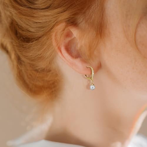 Pearl Earrings for Women 14K Gold Hoop Earrings for Women Gold Pearl Hoop Earring for Womens Pearls Hoops Shiny and Eye-Catching Creative Pearls Hoops Earring for Womens3