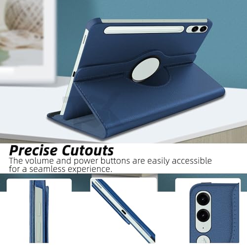 Image of TGK Rotating Cover for Samsung Galaxy Tab S9 FE+ 12.4 inch Leather Flip Case Cover (Dark Blue)