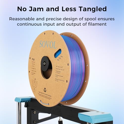 Image of Sovol Silk PLA Filament 6KG Kit, Silk Tri Color & Dual Color Co-Extrusion PLA Materials, Shiny Multicolored Fast Change Rainbow 3D Printer Filament, 1.75mm 1kg / 2.2lbs + /-0.03mm