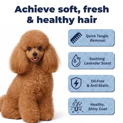 Dog Detangler Spray – Doodle Detangler Spray Leave-in Conditioner, Dematting Spray for Dogs, Cat & Dog Matted Fur Remover Grooming Spray, Removes Tangles & Odors, Poodle Tangle Remover – 6.8oz