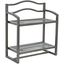 Household Essentials 2-Tier Metal Wall Mount Bathroom Storage Rack, Silver