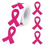 Breast Cancer Awareness Stickers, Pink Ribbon Stickers, 300 PCS Large Self Adhesive Pink Caring for Women's Health Sticker Decal for Breast Cancer Awareness Activity Charity Party Supply Support Gifts