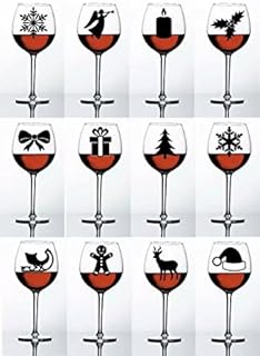 12 x Christmas Xmas Wine Champagne Beer Glass Vinyl Sticker Decal, White