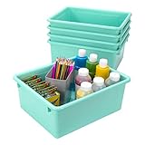 Storex Letter Size Deep Storage Tray – Organizer Bin for Classroom, Office and Home, Teal, 5-Pack (62529U05C)